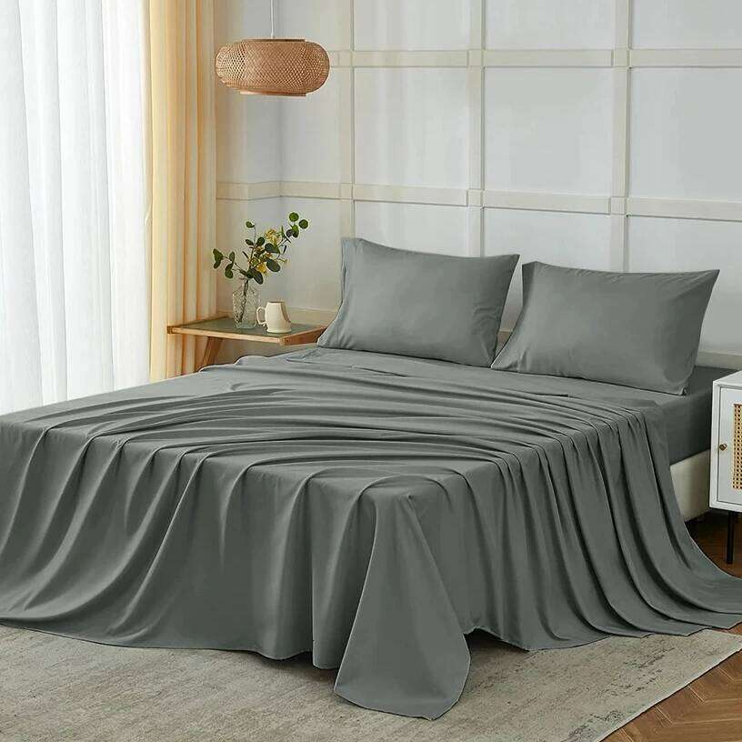 Draps de lit d'hôtel respirants et rafraîchissants, Extra doux, ajustement facile, ensemble de 4 pièces, H260311