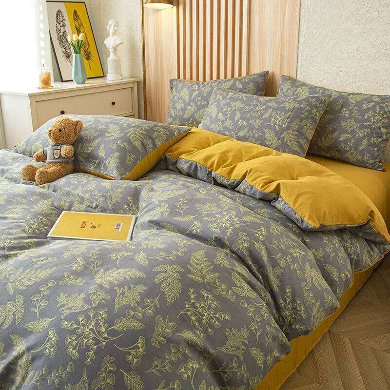 Ensemble de housses, fil double couche, comprend 1 housse de couette, 1/2 taies d'oreiller, insert de couette, sans noyau d'oreiller H260311
