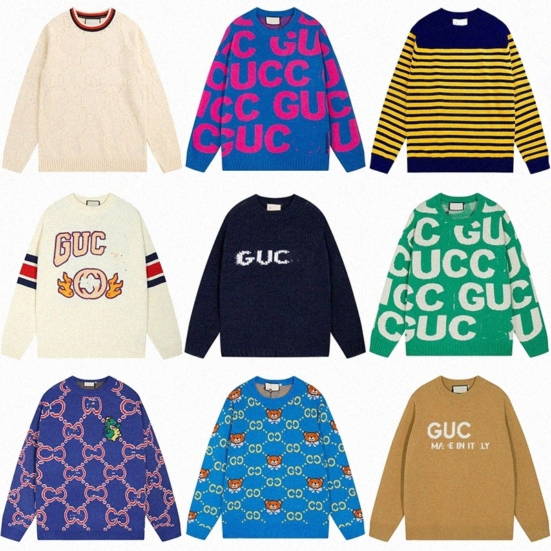 Luxe inspiré gg modèle tricots hommes et femmes broderie pull de dessin animé motif lâche coupe ras du cou pull unisexe street style pull C4jQ #