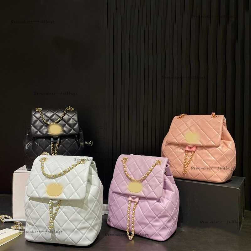 Mirror Top Leather Womens Bag Double Luxury Designer Handbag Classic Fashion Backpack Spring new product classic casual vintage backpack Duma Bac-image-1112825824