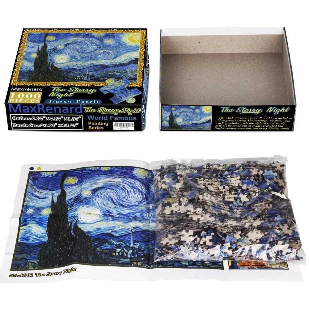6849cm MaxRenard 1000 Pieces Jigsaw Puzzles Famous Paintings Van Gogh The Starry Night Family Game Gift Home Wall Decoration Z2512099MKS-image-1097208407