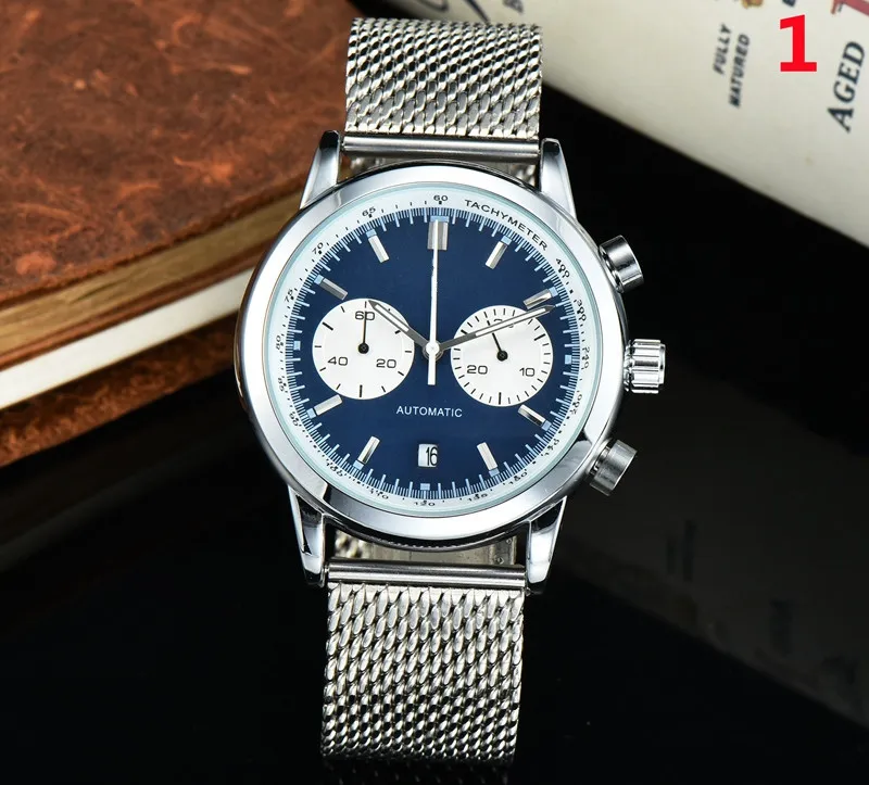 New Five Needle Complete Series Men's Quartz Watch with Calendar Leather Strap and Mesh Strap - Brand's Top Quality Fashion Men's Wat