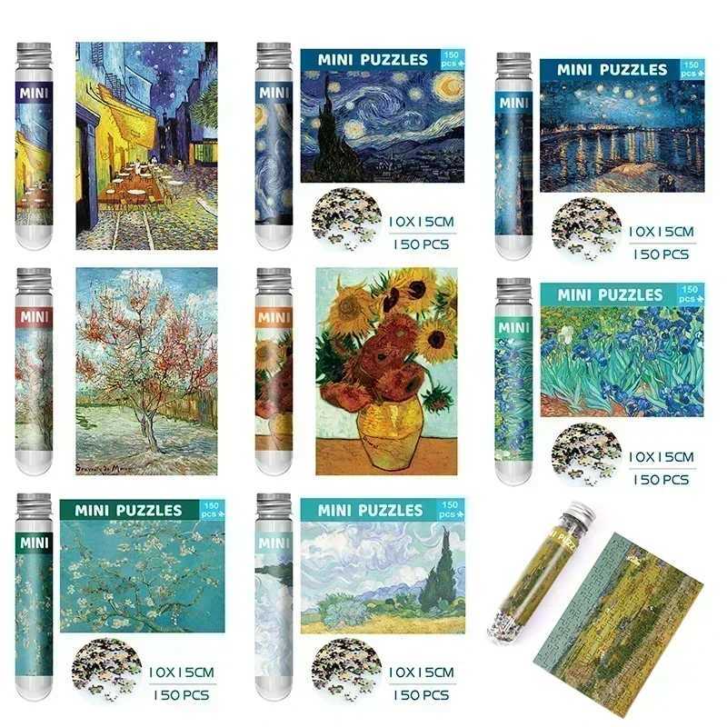 150pcs test tube jigsaw puzzle Van Gogh Painting Puzzles with Puzzle Storage Tray Plastic Sorting Tray Jigsaw Aids Z251209-image-1097152776