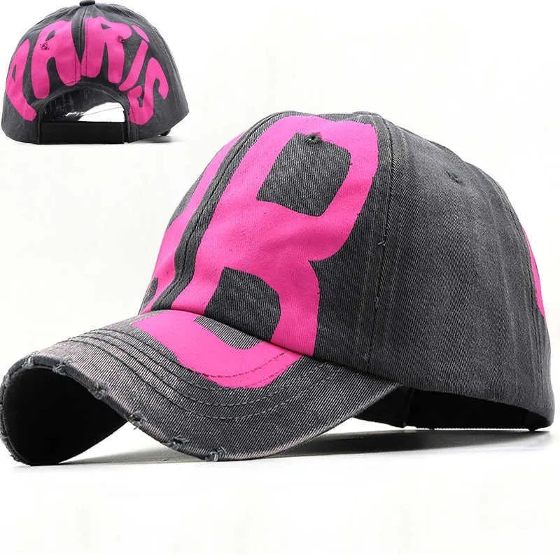 Designer baseball cap Balenhats Ciagacap New Frayed Spray Painted Graffiti Bb Letter Baseball Cap Men Women's Sunshade Hip Hop Street Duck Tong