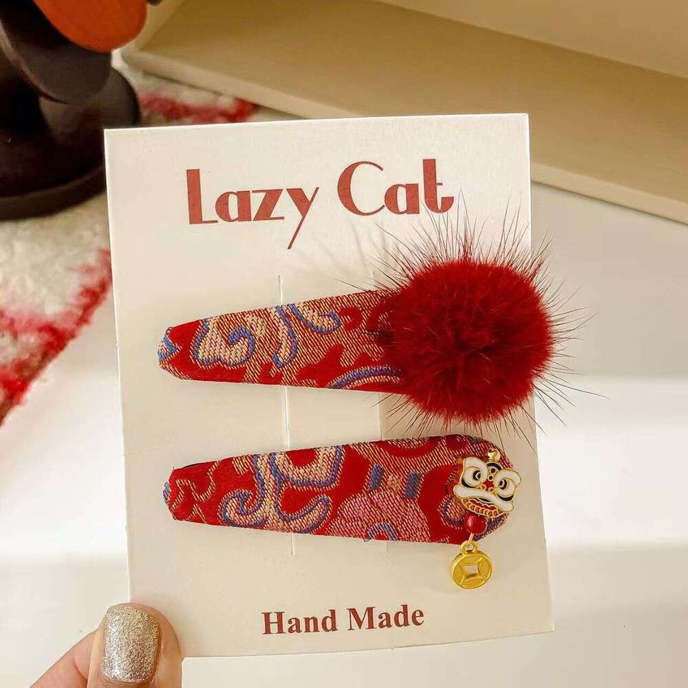 2026 New cologne Product Chinese Years Style Song Brocade For Children perfume With Mink Ball New Year Hairpin Baby Clip Hair Accessory L260311 Z260