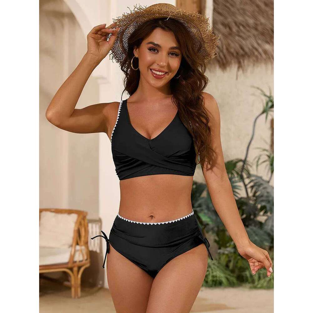 Seashell Handcrafted Crochet Seaside Alluring Gathered Split Bikini Adjustable Halter Triangle Swimsuit XJ260311-image-1097134890