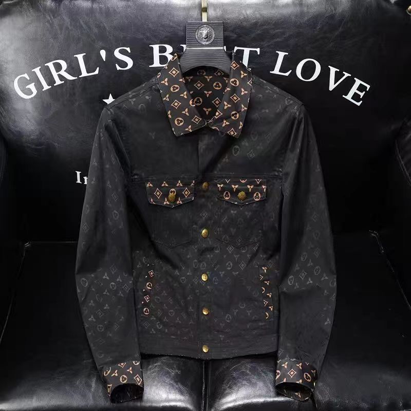 Luxury Brand Designer Clothes 2024 Spring And Autumn New European High-Quality Printed Turn-Down Collar Jacket Fashion Slim Fit Stylish Coat