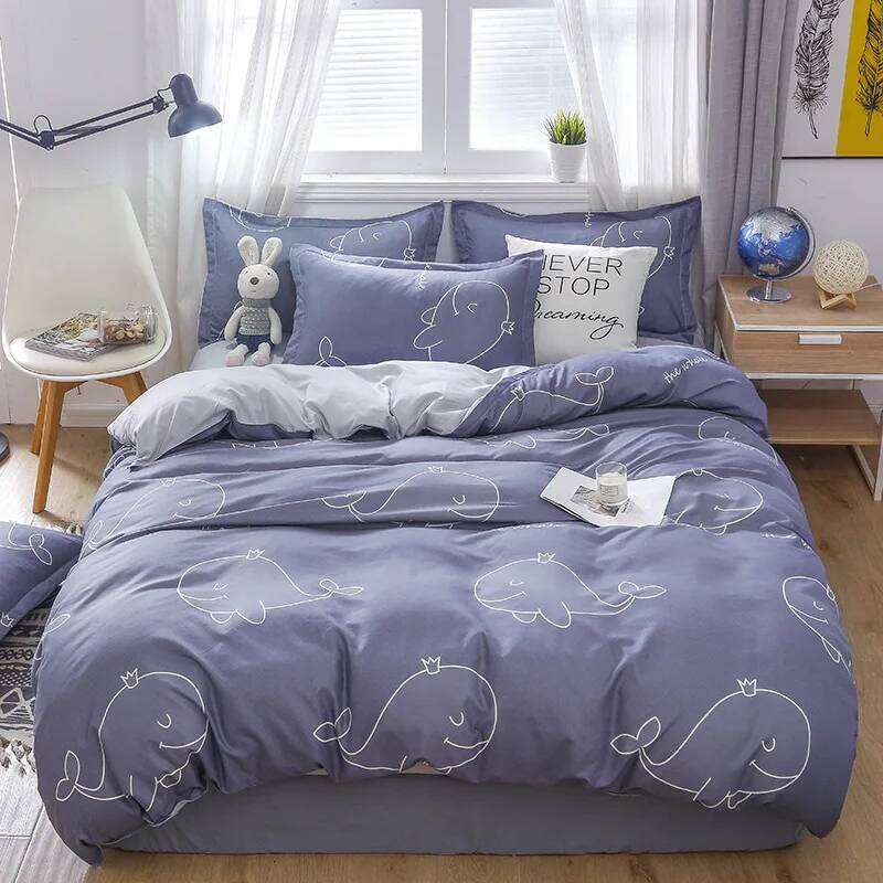 Home textile aloe vera cotton quilt cover, bed sheet, skin friendly and brushed four piece set H260311-image-1097175654