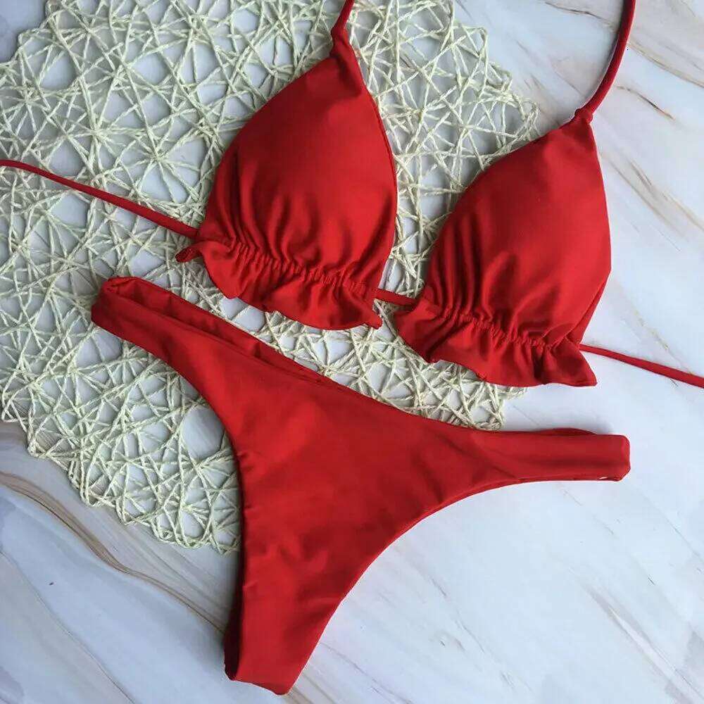 Summer Brazilian Bikini Women Sexy Bandage Top Thong Bottom 2 Pieces Set Push-up Swimwear Lace Up Swimsuit Beachwear XJ260311-image-1097170363