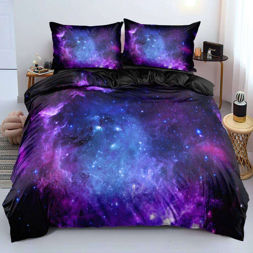 Galaxy Dark Blue Bedding Twin Full Queen King Size Duvet Cover Shining Stars Starry Sky Kids Adults Comforter Set H260311-image-1097168570