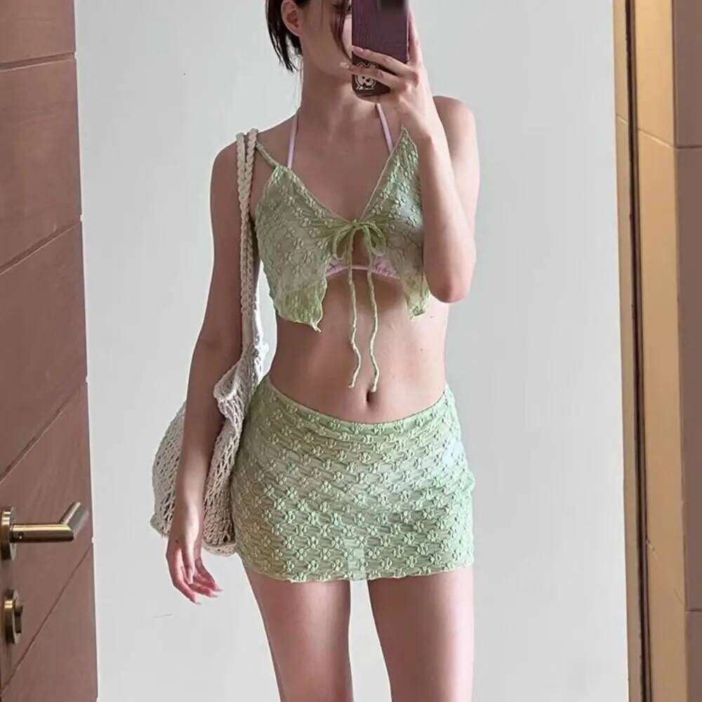 Lace Details Women's Tummy-Control Pure-Sexy Fusion American Hot Girl Bikini Slimming Design High-Waisted XJ260311-image-1097137850