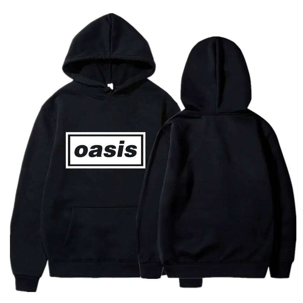 Men's O-Oasis hoodie in silver with retro British rock band vibe street casual fashion pullover sweatshirt youthand preppy style H260311