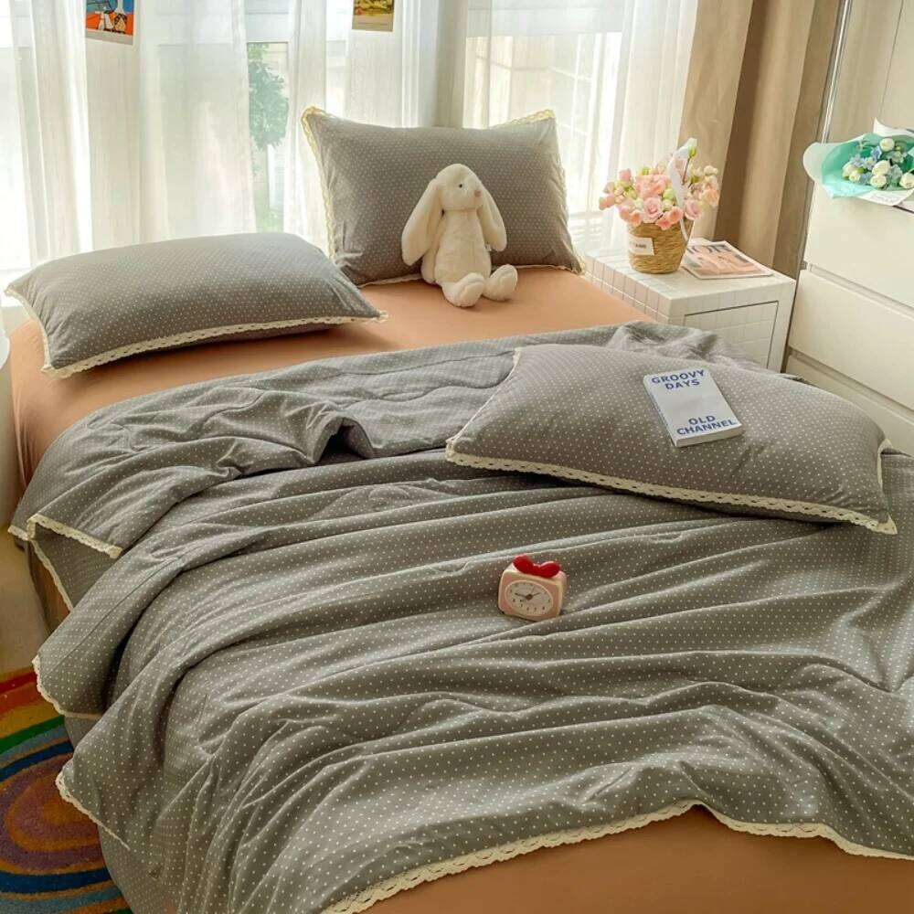 Printed Floral Four Piece Soft Bedroom Decor Bedding Set Summer Quilt Bed Sheet With Pillowcases Home Textiles H260311-image-1097167214