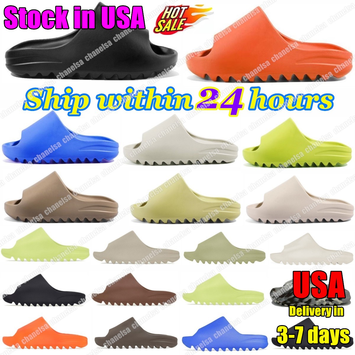 Mens slides slider Designer slippers Enflame Orange Azure Glow Green Earth Brown onyx pure ochre bone resin sand sandals men women sandalias summ-image-943211214