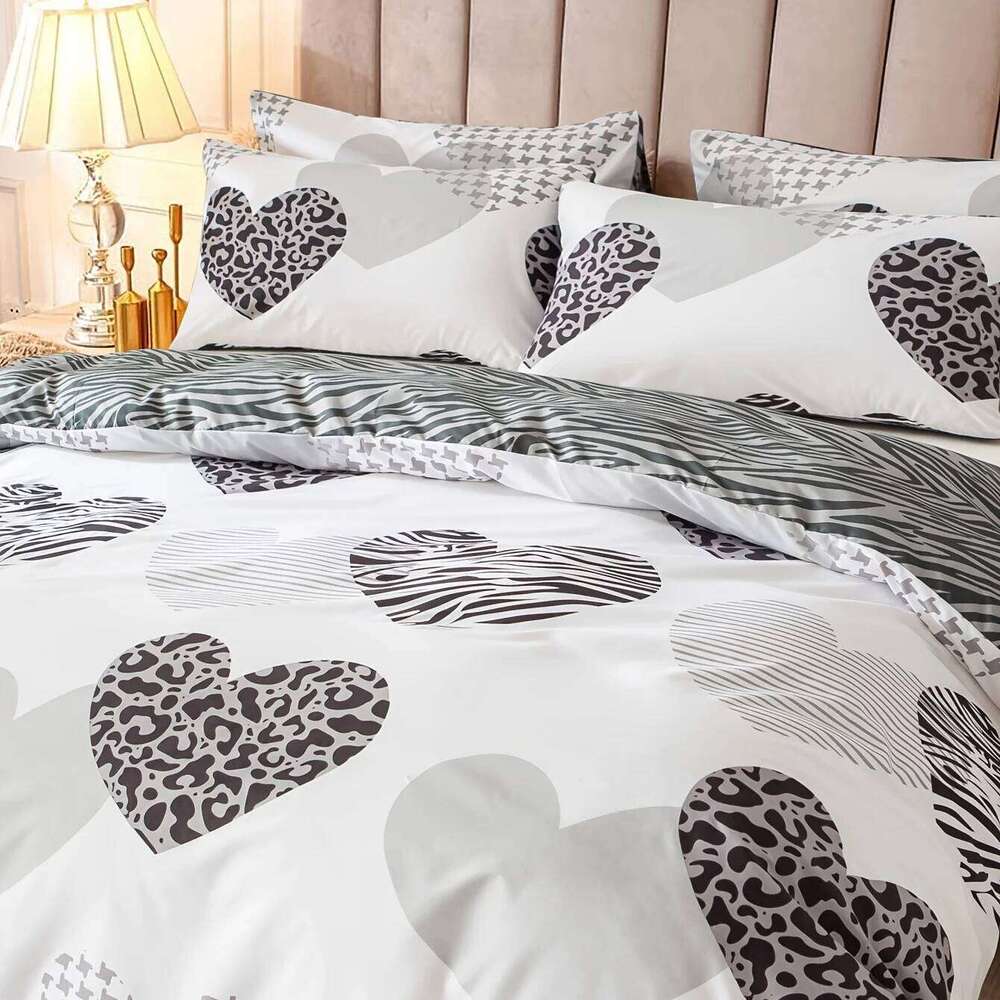 3pcs Multicolor Printed Set Soft Comfortable Bedding for Bedroom Guest Room - Includes 1 Duvet Cover and 2 H260311-image-1097175476