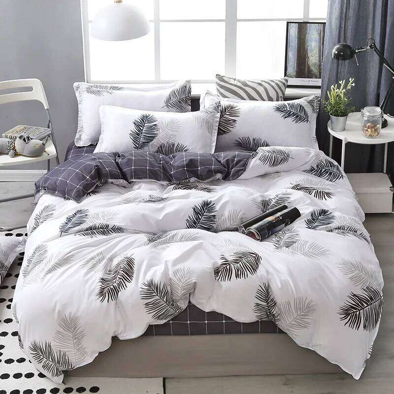 Korean Home Textile Bedding Frosted Simple Four Piece Set Wholesale Aloe Cotton Bed Sheet Cover 1.2m H260311-image-1097170419