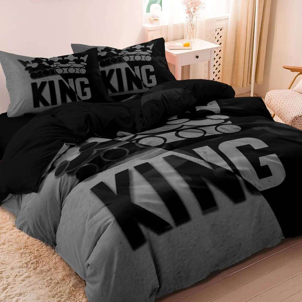 3pcs King &Queen Size Bed Pattern Down Duvet Cover Soft Comfortable Bedroom and Dormitory Decoration Bedding Set H260311-image-1097174308