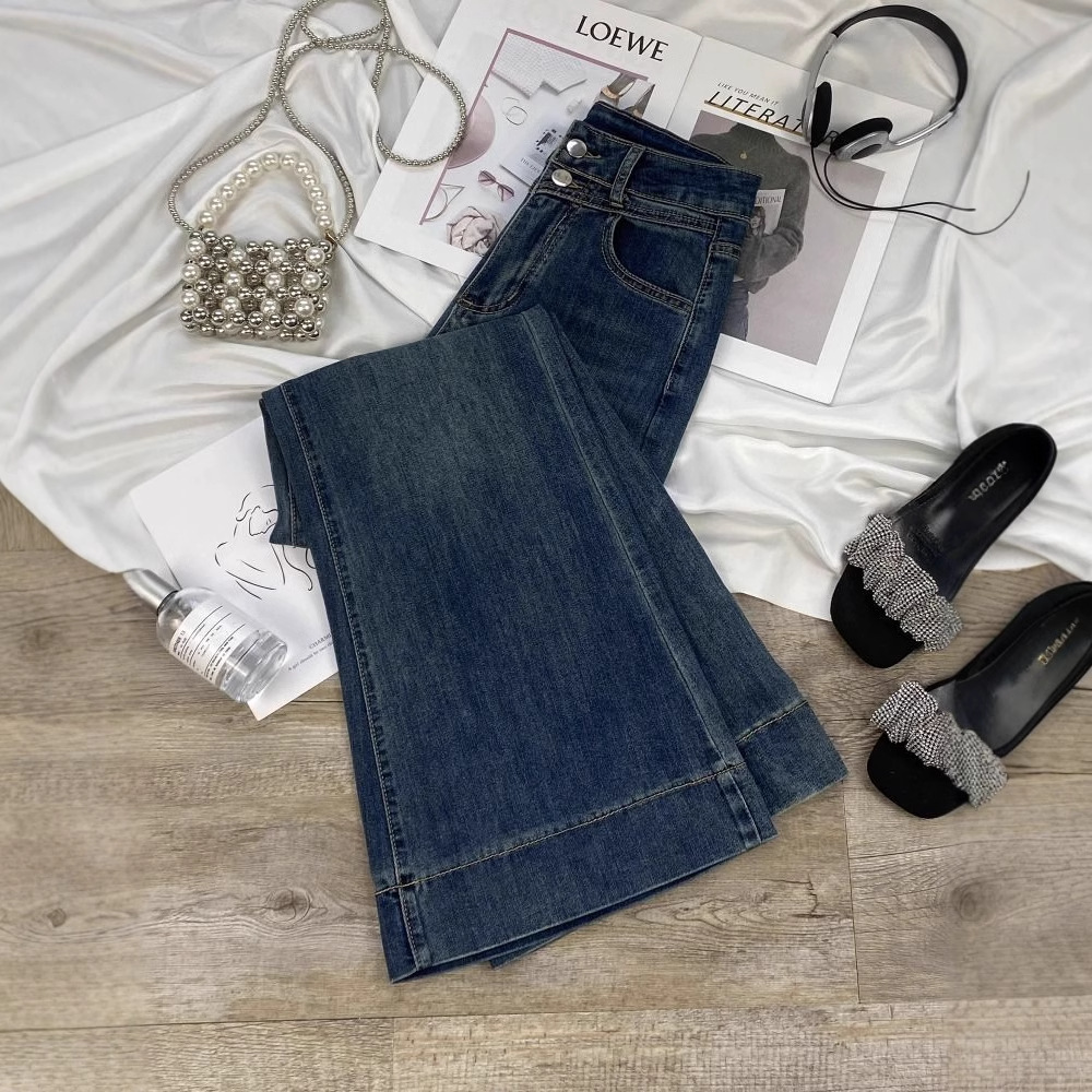 Vintage Flared Jeans Women High Waist Stretch Wide Leg Horse Shoe Bell Bottom Denim Pants 2026 Spring Autumn Trendy