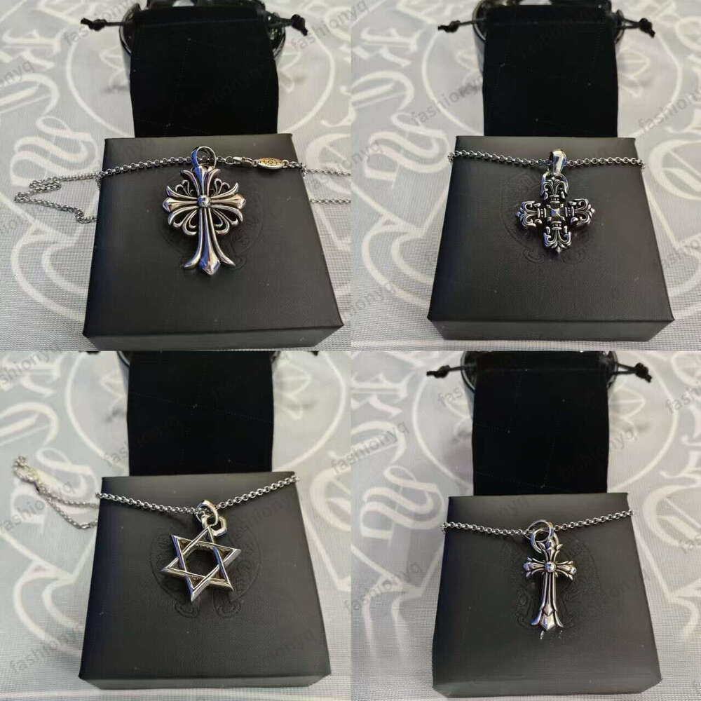 Luxury Jewelry Designer Necklace CH Crook Vintage Rhinestone Thai Silver Cross Hot-selling Pendant Necklace Unisex Pendant Classic Sweater Chain Des
