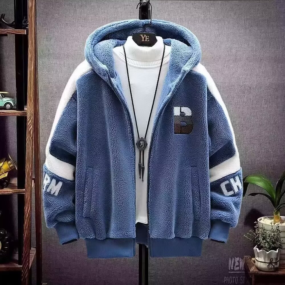 2026 Designer Coat Youth Student Fashion Hat Feather Jacket Lamb Wool Cotton Clothing Outdoor Warm Sports Light Luxury