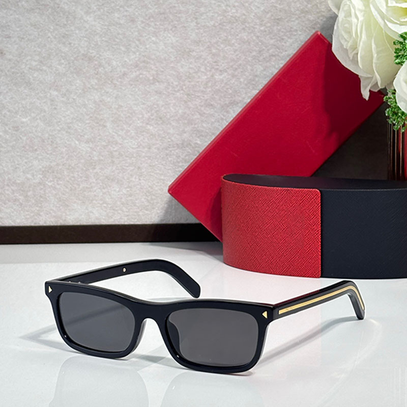Fashion designer sunglasses PRD05S Classic Black Square Frame Acetate Fiber Womens Sunglasses Design Sensible Mirror Legs Casual daily dressing UV40