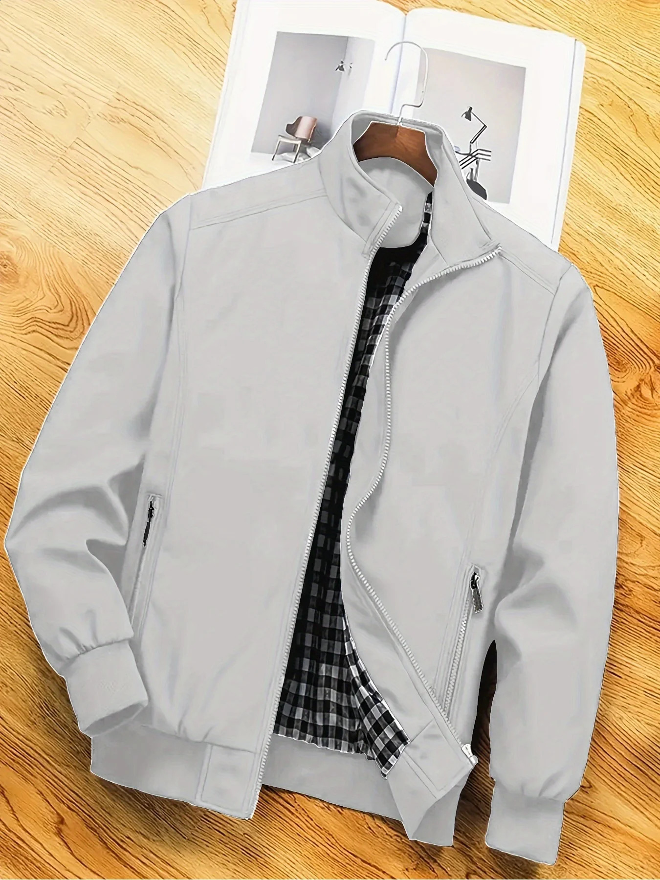 Men's Plus-Size Jacket Casual Plus-Size Coat Thin Spring and Autumn Jacket with Stand Collar Men's Plus-Size Jacket 260918