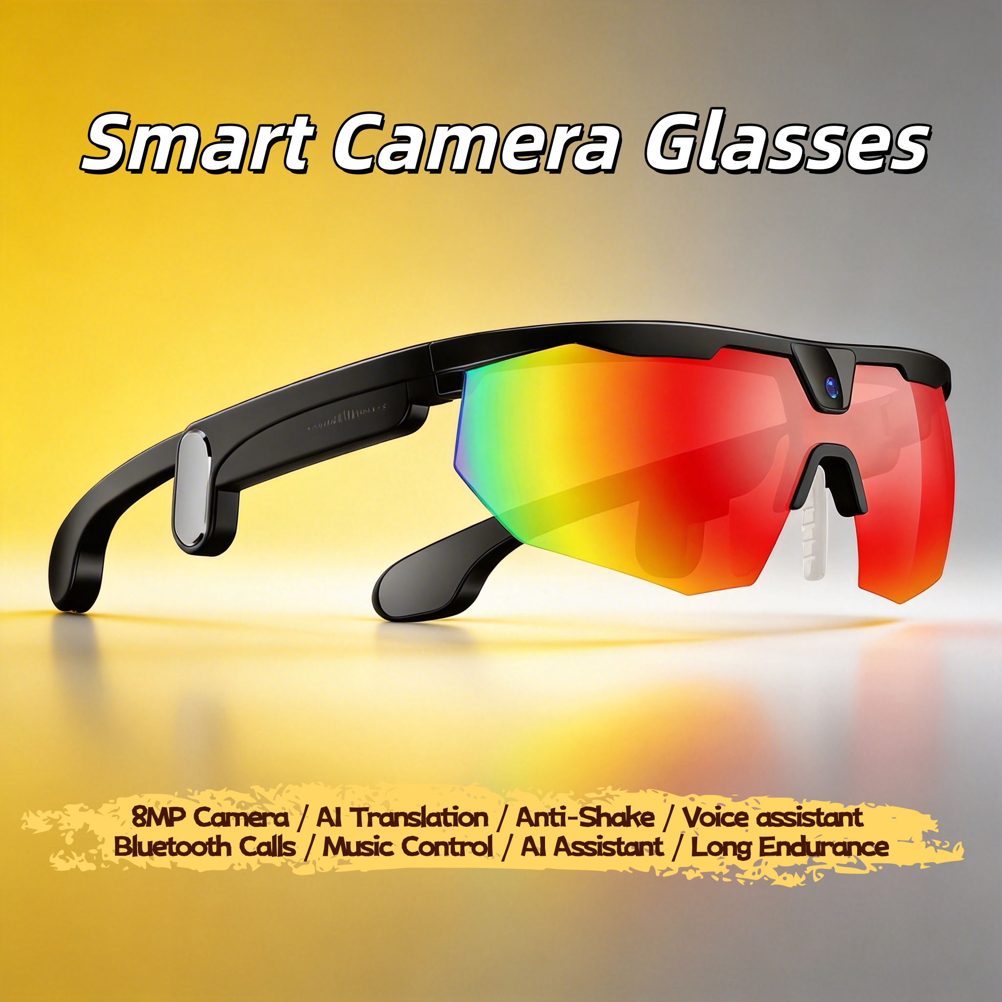 W640 AI Bluetooth Smart Glasses 8MP Photo Recording EIS Anti-Shake Video Translation Outdoor Sports Riding Glasses-image-1097177551