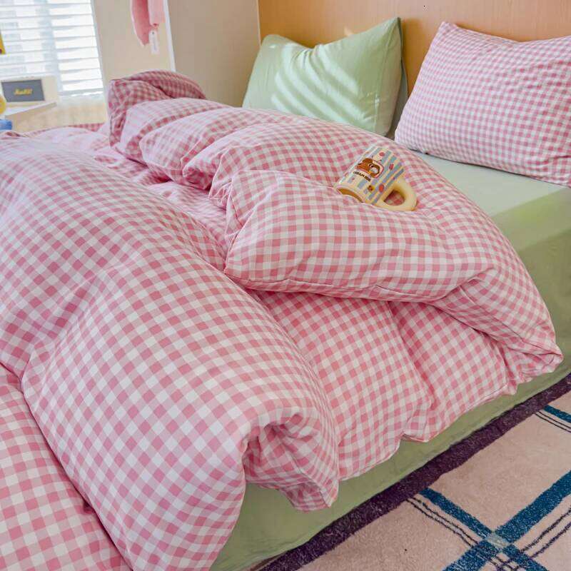 Iins Seersucker Washed Four-Piece Cotton Solid Color Quilt Cover Bedding Three-Piece Set Bed Sheet H260311-image-1097174899