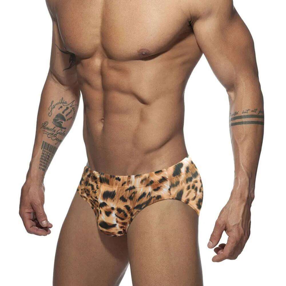 Men's White Swim Briefs Sexy Swimming Leopard Printed Summer Sport Beach Pants Swimsuit Swimwear Male Bathing Suilt Surfing S26-image-1097077475