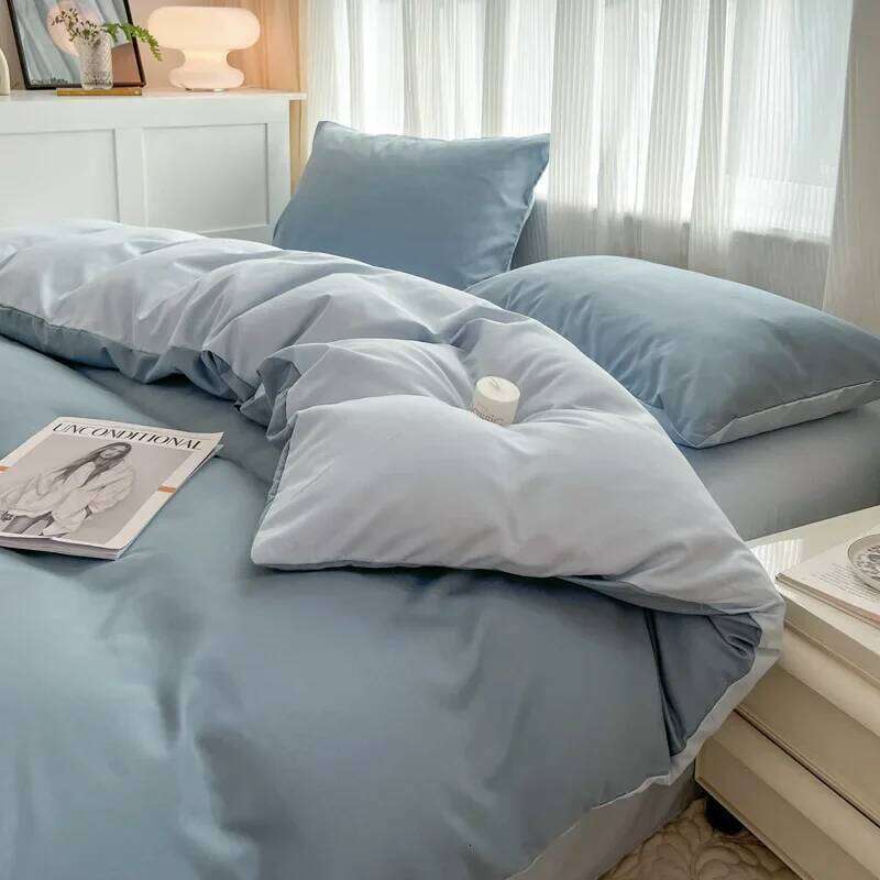 Solid Color Bedding Set for Children and Adults Double Large Four Piece Duvet Bed Sheet Pillow Cover H260311-image-1097166174