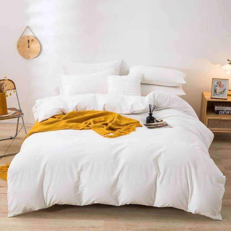 Three-piece fashionable solid-color cover, simple 1 down duvet cover +2 pillowcases, without core H260311-image-1097168202