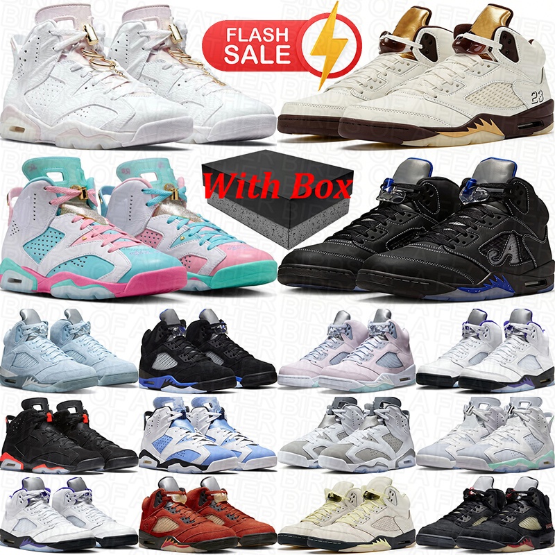 free shipping with box 5 Men Basketball Shoes 5s Womens 6 6s sports sneakers Black White Red Olive Pink Grey Navy Blue Aqua Yellow Purple Beige mens
