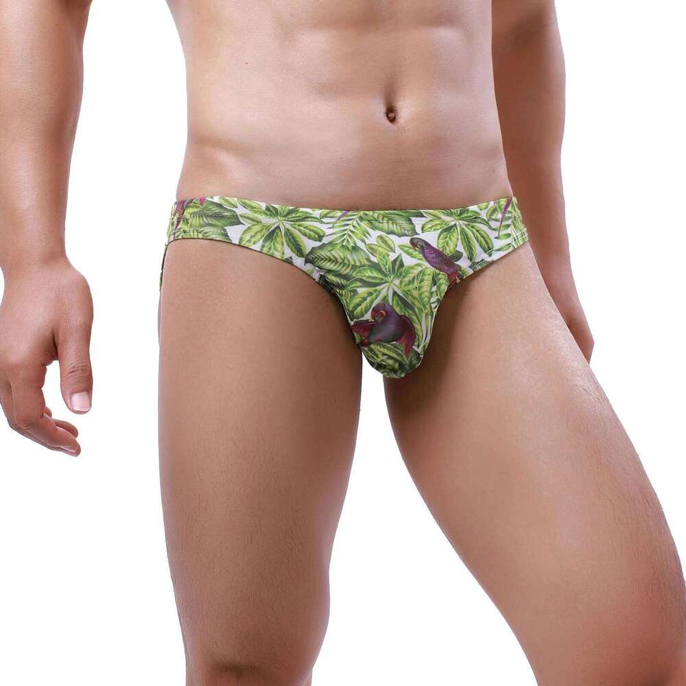 Mens Drawstring Swimming Briefs Quick-drying Print Low Waist Swim Trunks Lace Up Beachwear Bathing Shorts Summer Bikini S26-image-1097074043