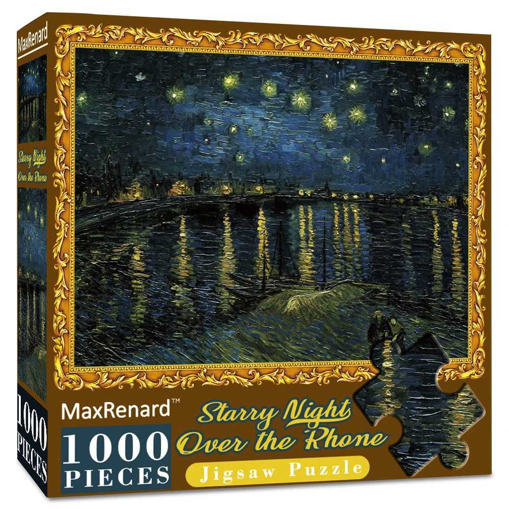MaxRenard Jigsaw Puzzle 1000 Pieces Fine Art Van Gogh Starry Night Over The Rhone Environmentally Friendly Paper Christmas Z251209-image-1097151625