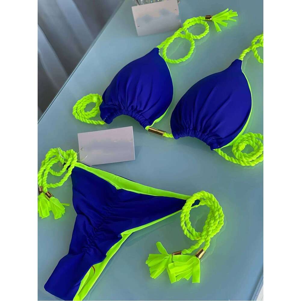 2025 Sexy Solid color Two-piece Triangle Swimwear Women Swimsuit Braiding rope Bikinis Set Beach Bathing Suit Brazilian Biquinis XJ260311-image-1097152820
