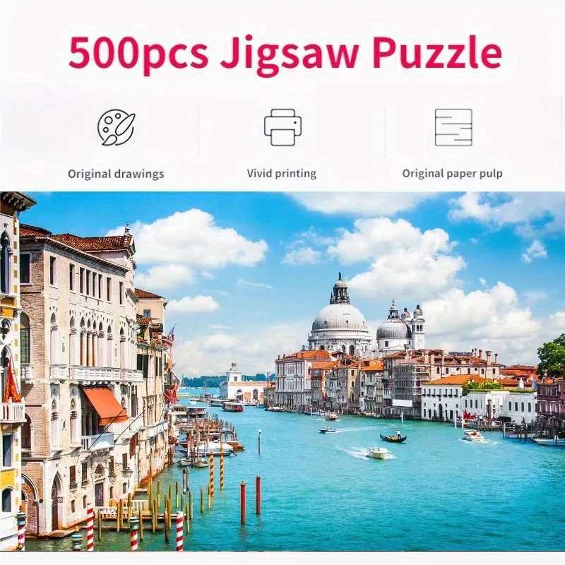 500 Pieces Jigsaw Puzzle for Adults Painting Santa Maria Canal Paper Puzzle Home Decor Wall Display Halloween Christmas Birthday Z251209-image-1097152752