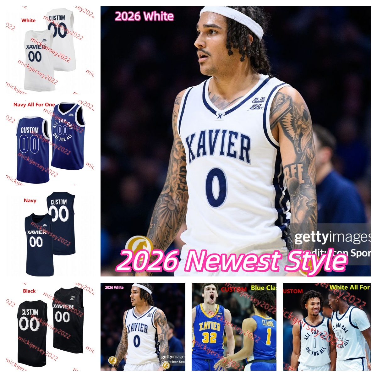 Anthony Robinson Xavier Jersey 7 Isaiah Walker 15 Kason Westphal 3 All Wright 8 Quincy Olivari 0 Roddie Anderson III Xavier Musketeers Basketball-image-913927289