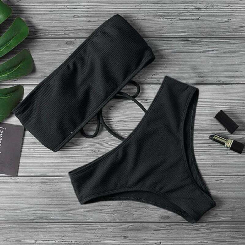 Sexy Swimwear for Women Swimsuit Solid Color Bikini Set Female Tube Top Padded Bathing Suit Summer Beach Wear XJ260311-image-1097166486
