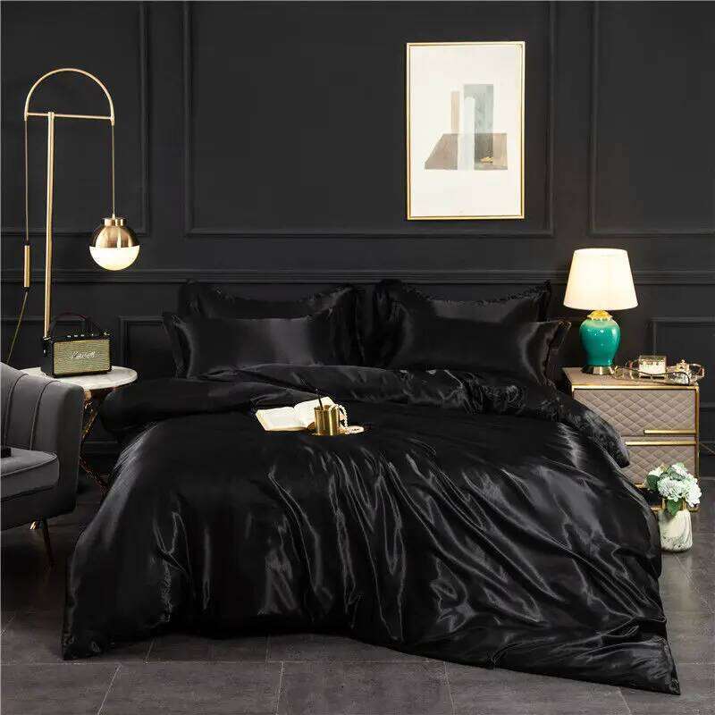 Blending Natural Mulberry Silk Duvet Cover with Fitted Sheet High-end Satin Silky King Size Bedding Queen Bed Set H260311-image-1097175872