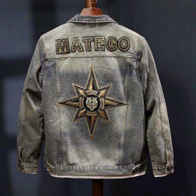 2026 High Luxury Embroidered Fashion Men's Cowboy Coat Spring And Autumn New Product Star Motorcycle Jacket Retro Coat Wild Boys Cool Warm Wind