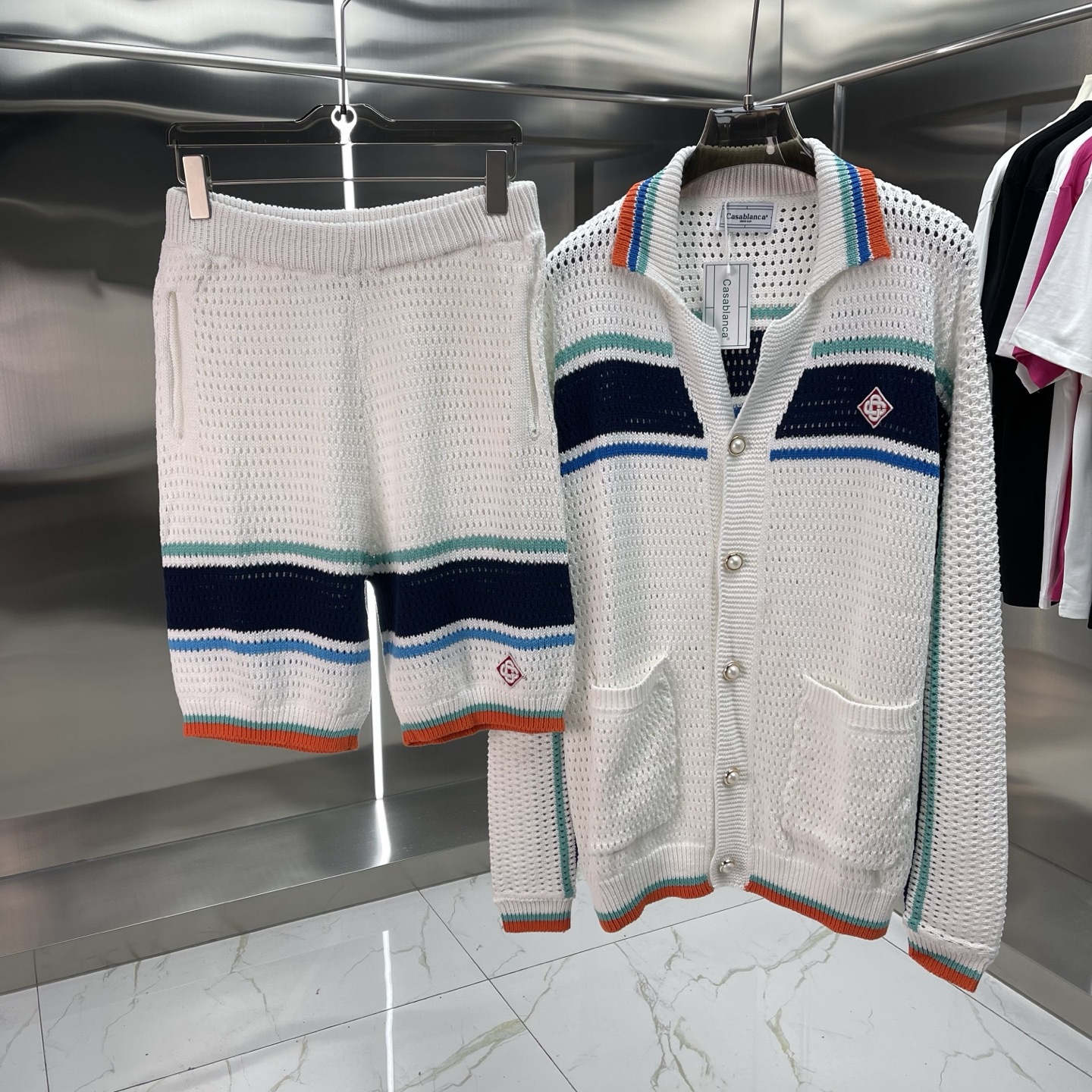 Casablancamenly Tracksuit Designer Casas Hoodie Set Luxury Vintage Print Graphic Tee Cotton Short Sleeve Tops Womens Y2k Street Simple Casalies Wome