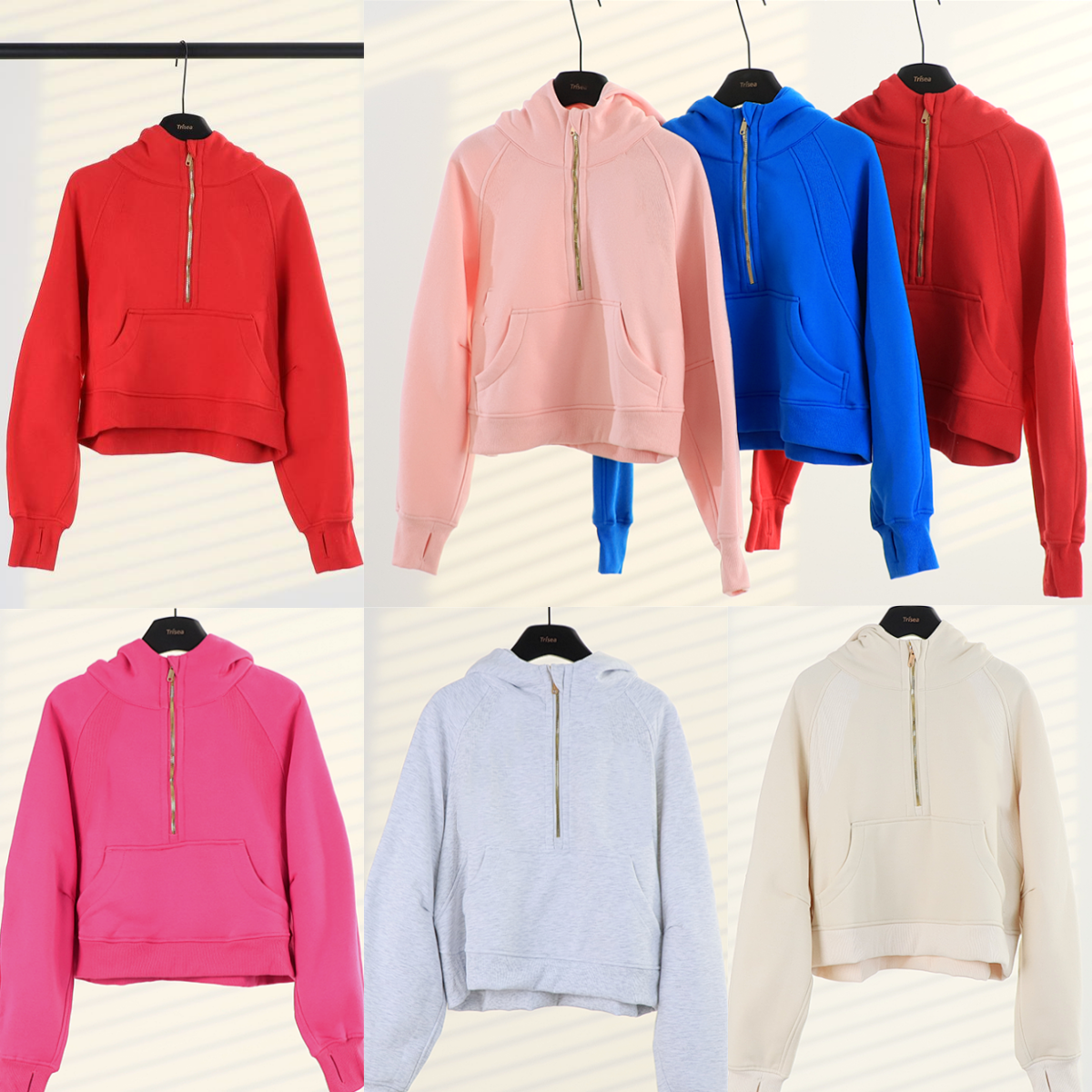 UU-L5864 Yoga Hoodies Women Gold Zip Hoodies Gym Living Fashion Clothing Women Half-Zip Jackets Resort Style Outdoor Casual Hoodies Comfort Multicol