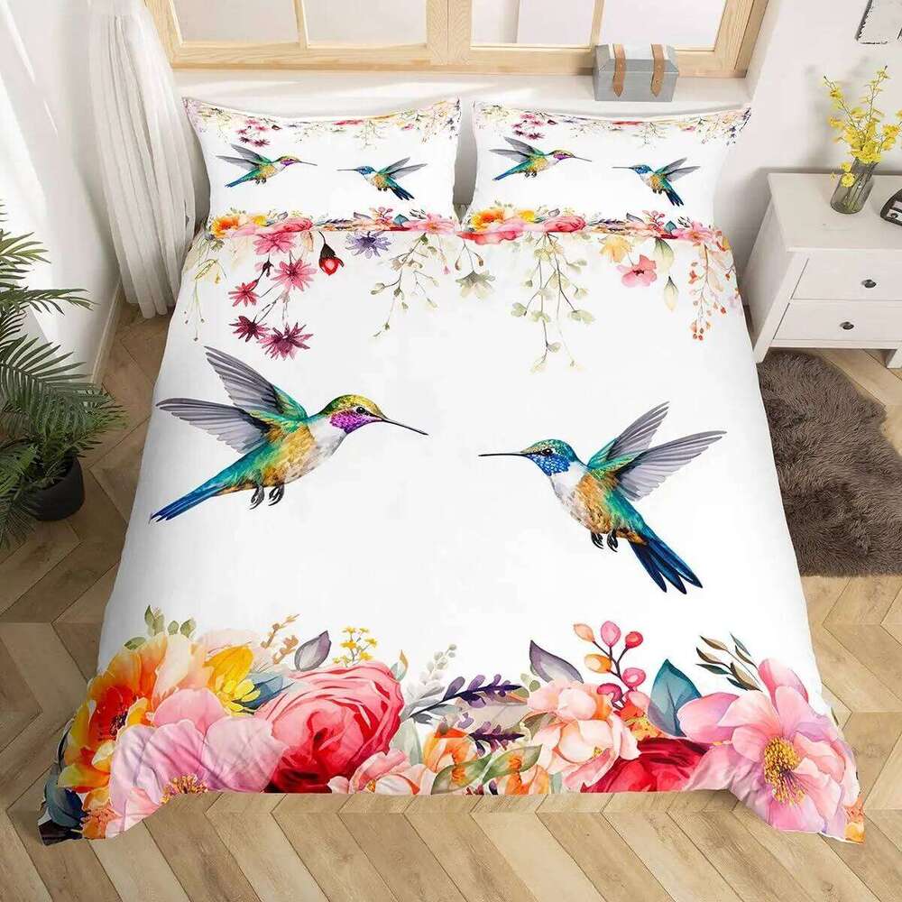 Hummingbird for Kids Boys Girls Quilt Covers Lightweight Down Bedroom Decor 2 Pillowcases 1 Duvet Cover No Comforter H260311