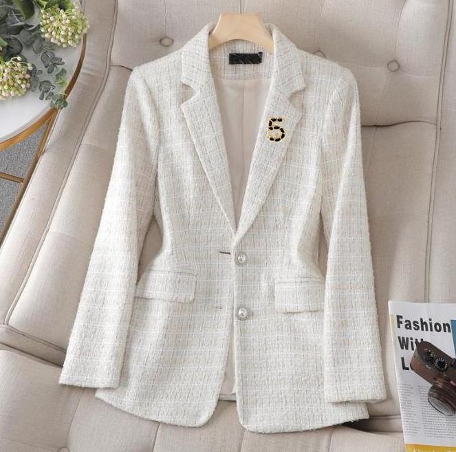 spring designer blazer women suit slim fit pink weave plaid jacket brand Professional suits for woman clothing