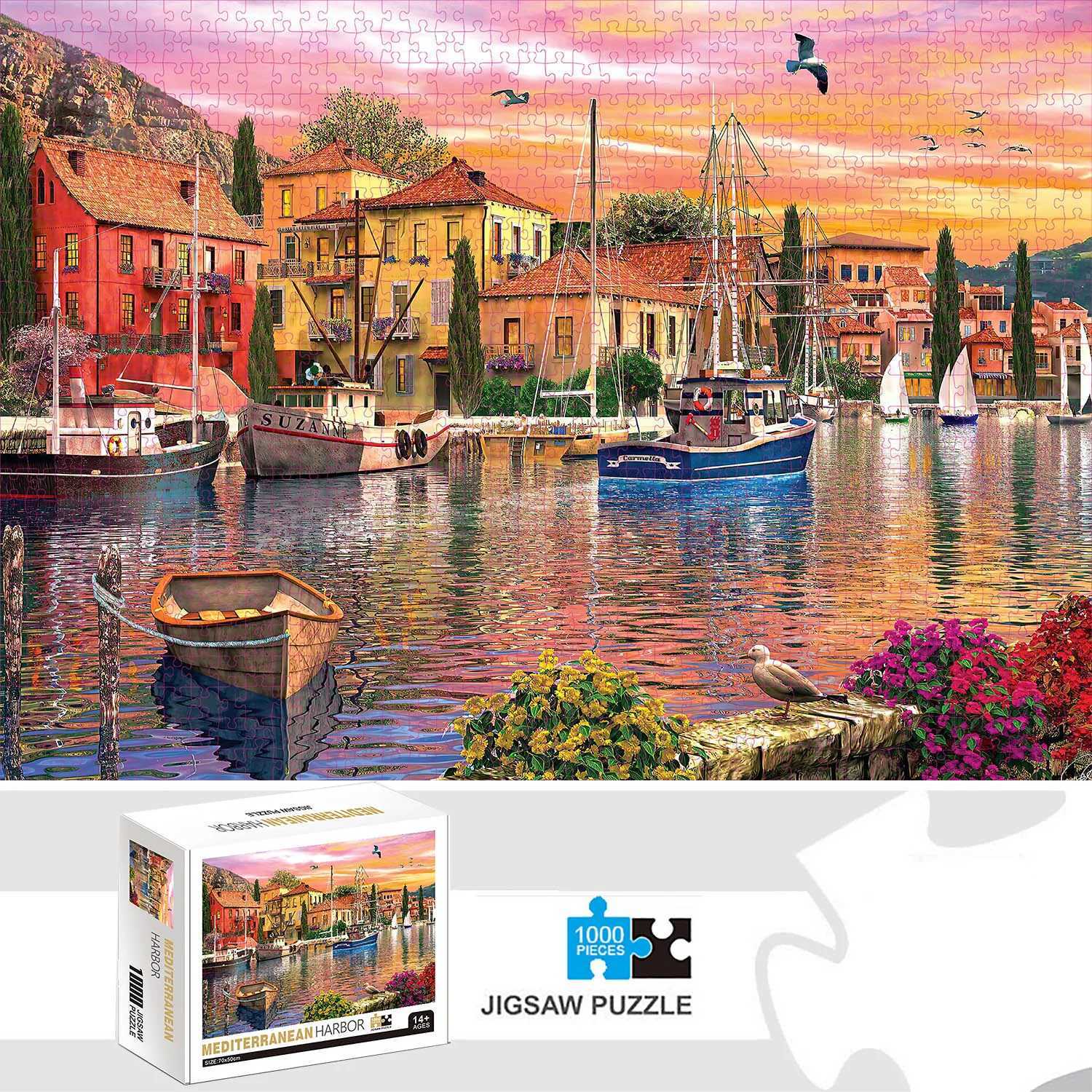 1000 Pieces Jigsaw Puzzle Mediterranean Harbor Home Decor Adults Puzzle Games Family Fun Floor Puzzles s Educational Toys Z251209-image-1097152613