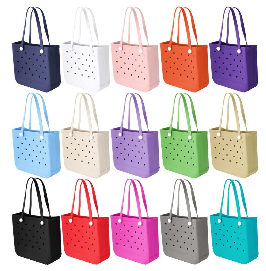 US STOCK Women Designer Summer Beach Bags XL Silicone Custom Solid Colors Totes Eva Plastic Rubber Wateproof Bags Shopping Baskets 0827