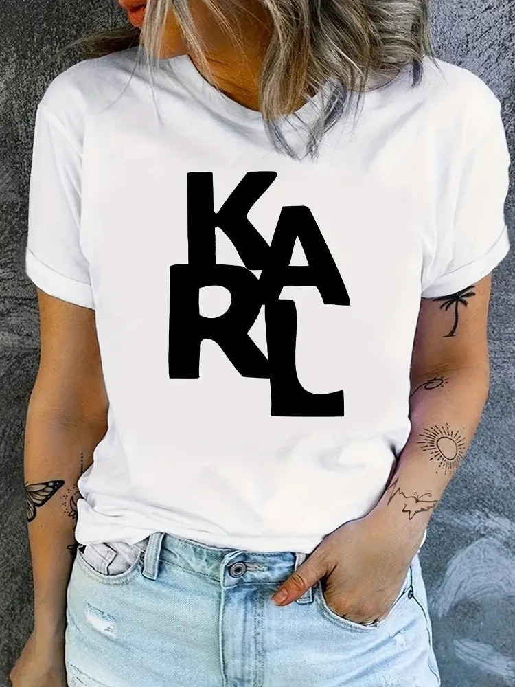 Womens Karlly Lagerfieldly Tshirt Letter Printed Karl Lagerfelds Short Sleeve Brand Summer Street Wear Top Fashion Advanced Versatile Karls Lagerfie