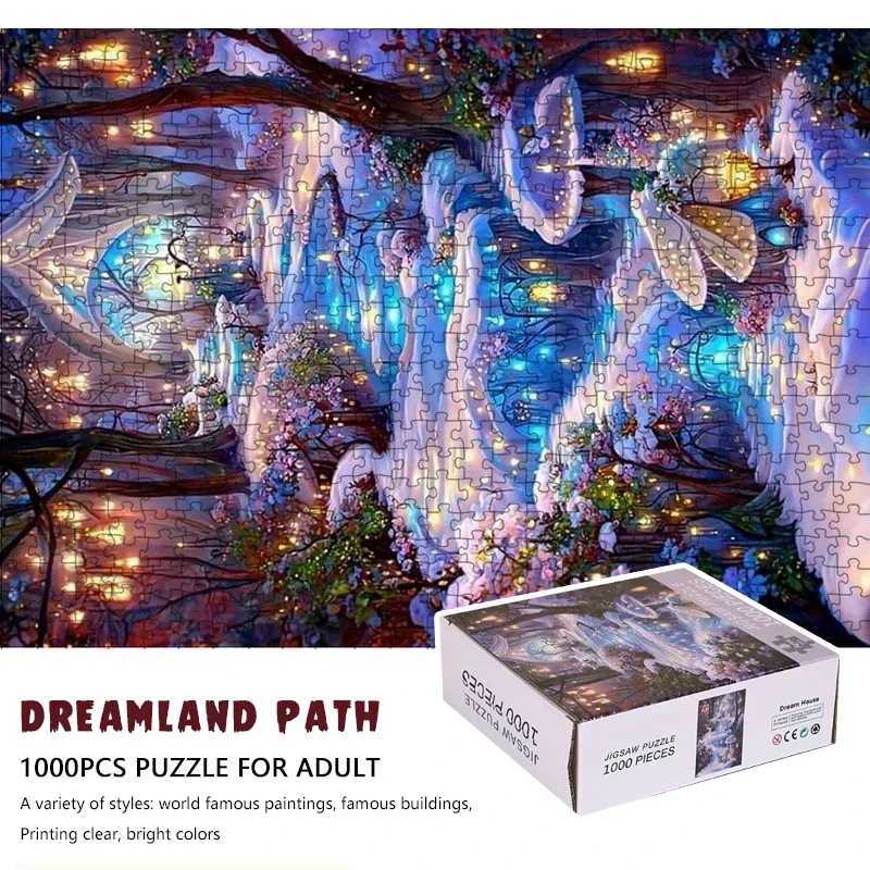 70cm50cm 1000pcs Dreamland Path Jigsaw Puzzle Adult Stress Relief Beautiful Landscape Painting Puzzle Home Wall Decor Z251209-image-1097151533