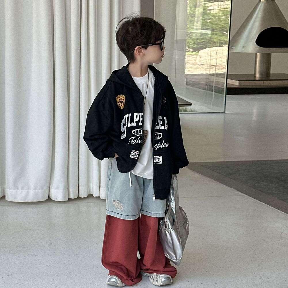 Jacket Spring and 2025 New Style Children's Autumn Casual Hooded Sportswear Boys' Cardigan Top L260311-image-1097081632