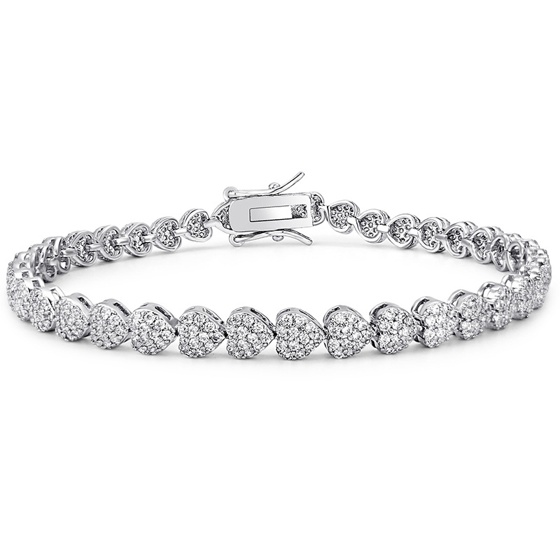 18K Gold Fill Heart Zirconia Dainty Tennis Bracelet for Women Luxury Jewelry CZ Diamond Gemstones Elegant Party Lover Gift Choucong